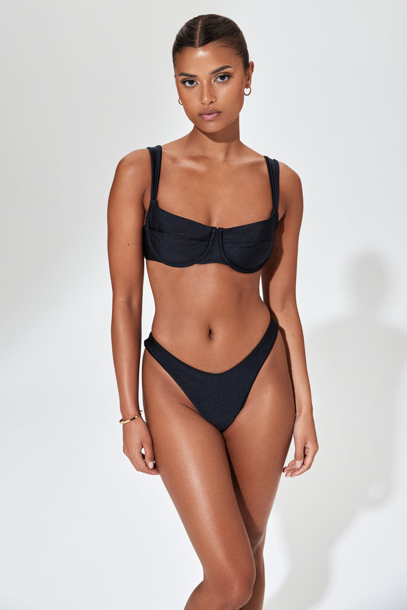 Balconette Underwire Bikini Top Black – Loumulier