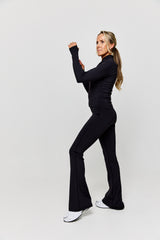 High Rise Flared Legging Black